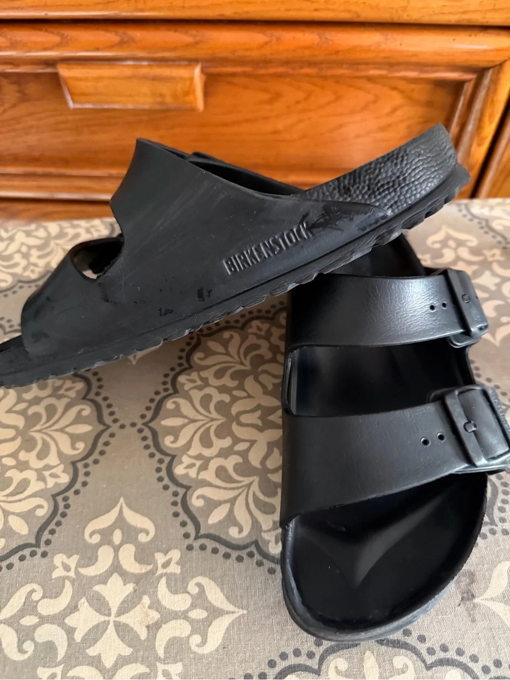 Birkenstock Black Two-Buckle Slide Sandals